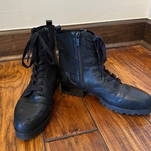 Donald J. Pliner Black Lace-Up Ankle Booties